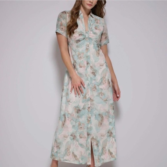 Calvin Klein Dresses & Skirts - Calvin Klein Chiffon Pastel Maxi Dress size 14 NWOT Bridal Shower Guest